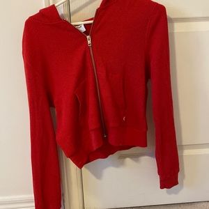 aritzia TNA waffle zip up